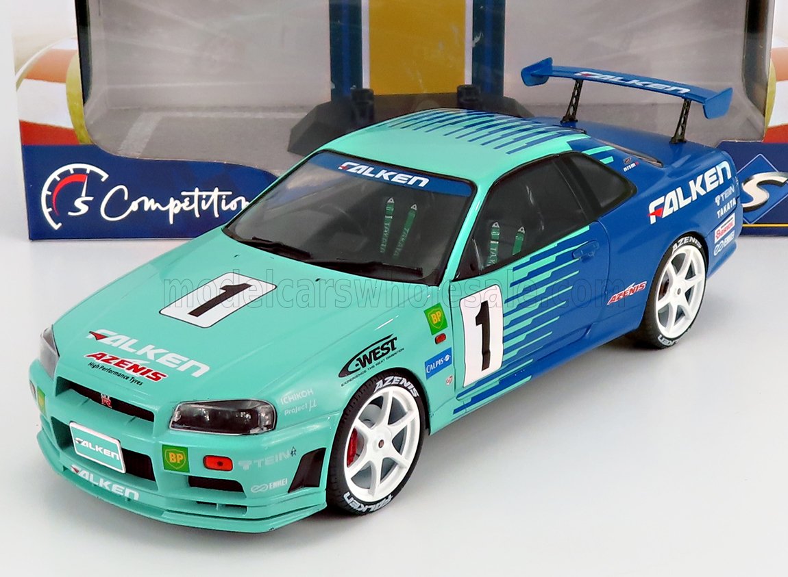 Solido 1 18 Nissan Skyline R34 Gt R Falken Drift Livery 1999 Blue